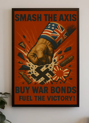 Defeat the Axis, Support the Allies WWII Poster