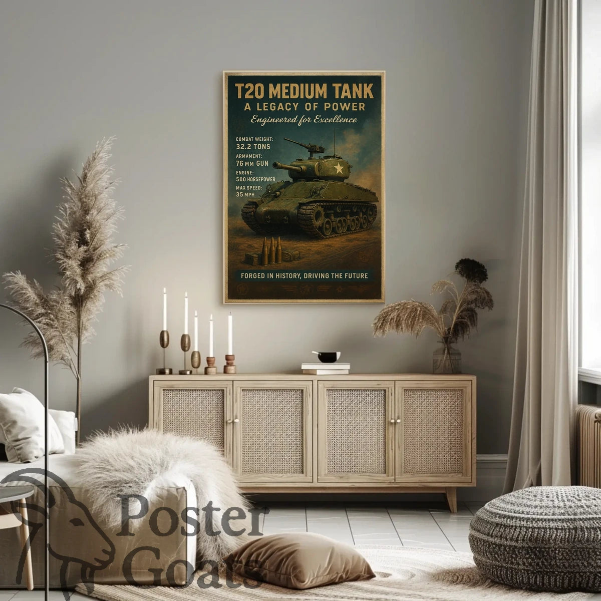 T20 Medium Tank Vintage Military Recruitment Poster