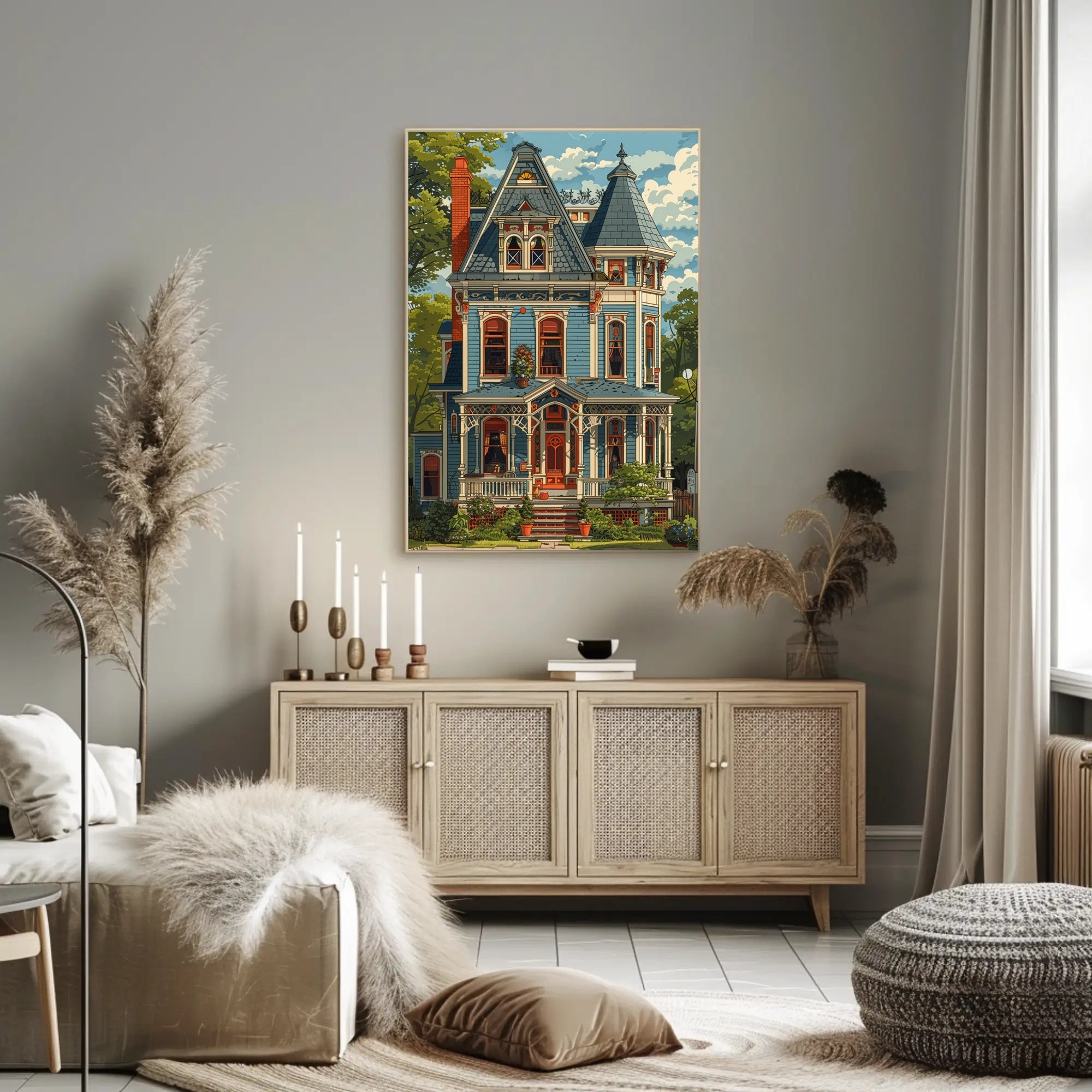 Victorian House Vintage Art Poster with Modern Twist PosterGoat