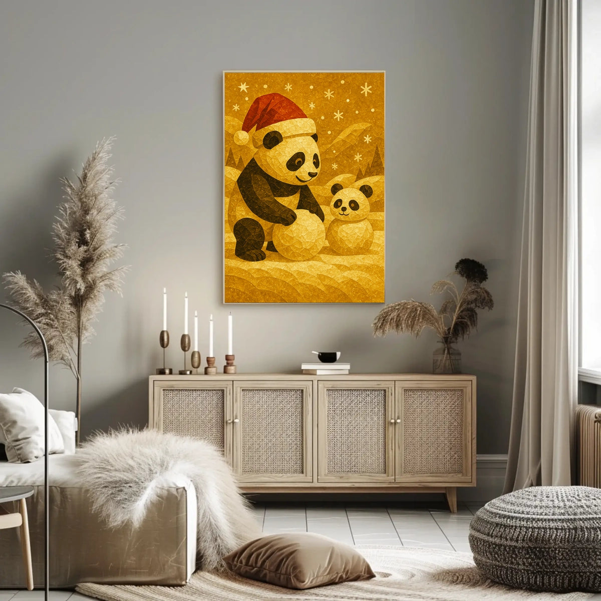 Festive Pandas in Winter Wonderland Poster