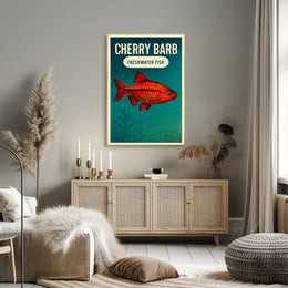 Cherry Barb Fish Vibrant Illustration Animal Poster