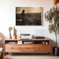 Cowboy's Sunset Reflection: Vintage Western Art Print