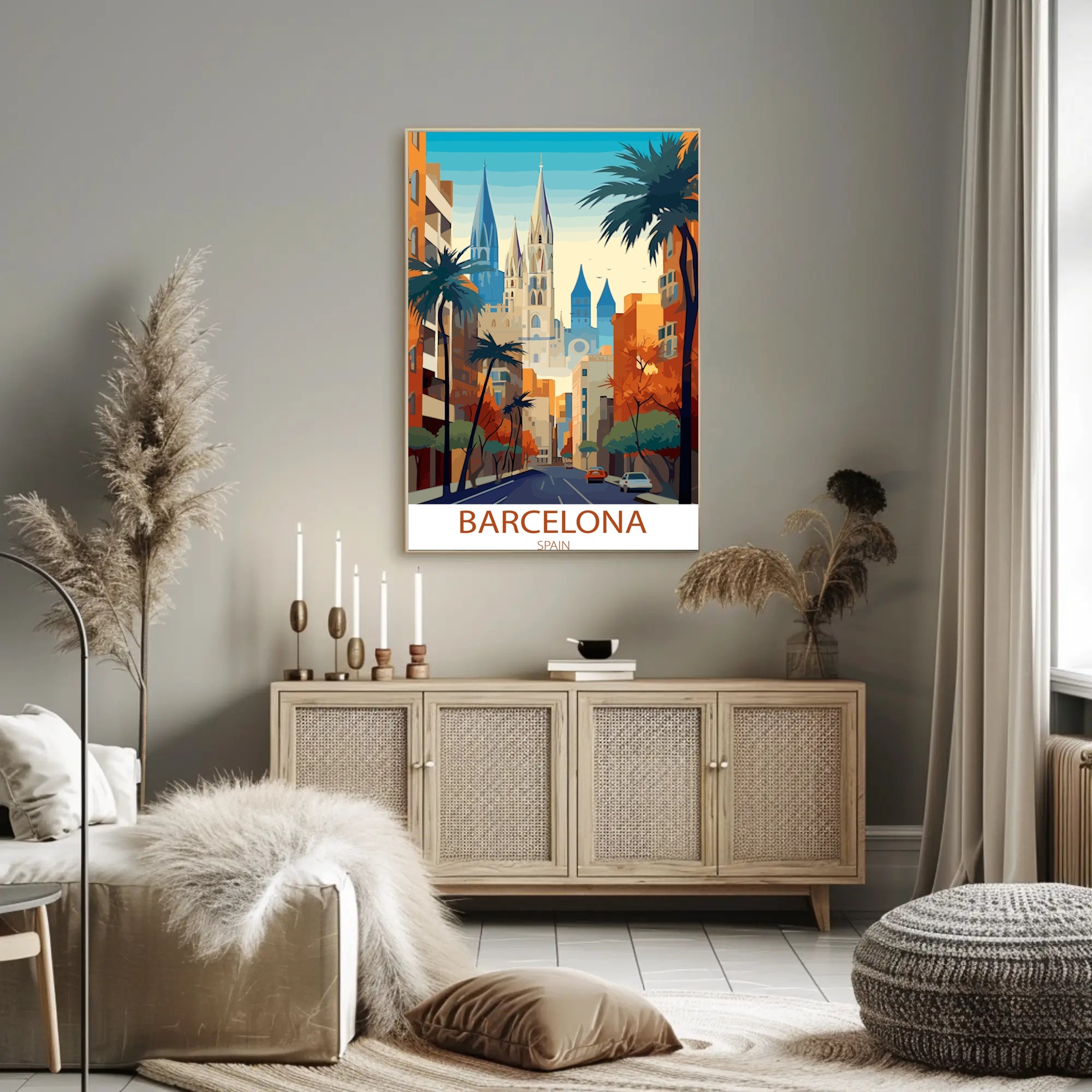 Barcelona Vibrant Cityscape Urban or Cityscape Poster