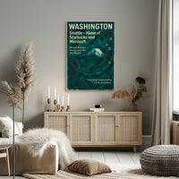 Washington Landmarks Modern Travel Poster