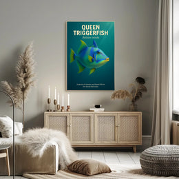 Queen Triggerfish Photorealistic Educational Animal Poster PosterGoat
