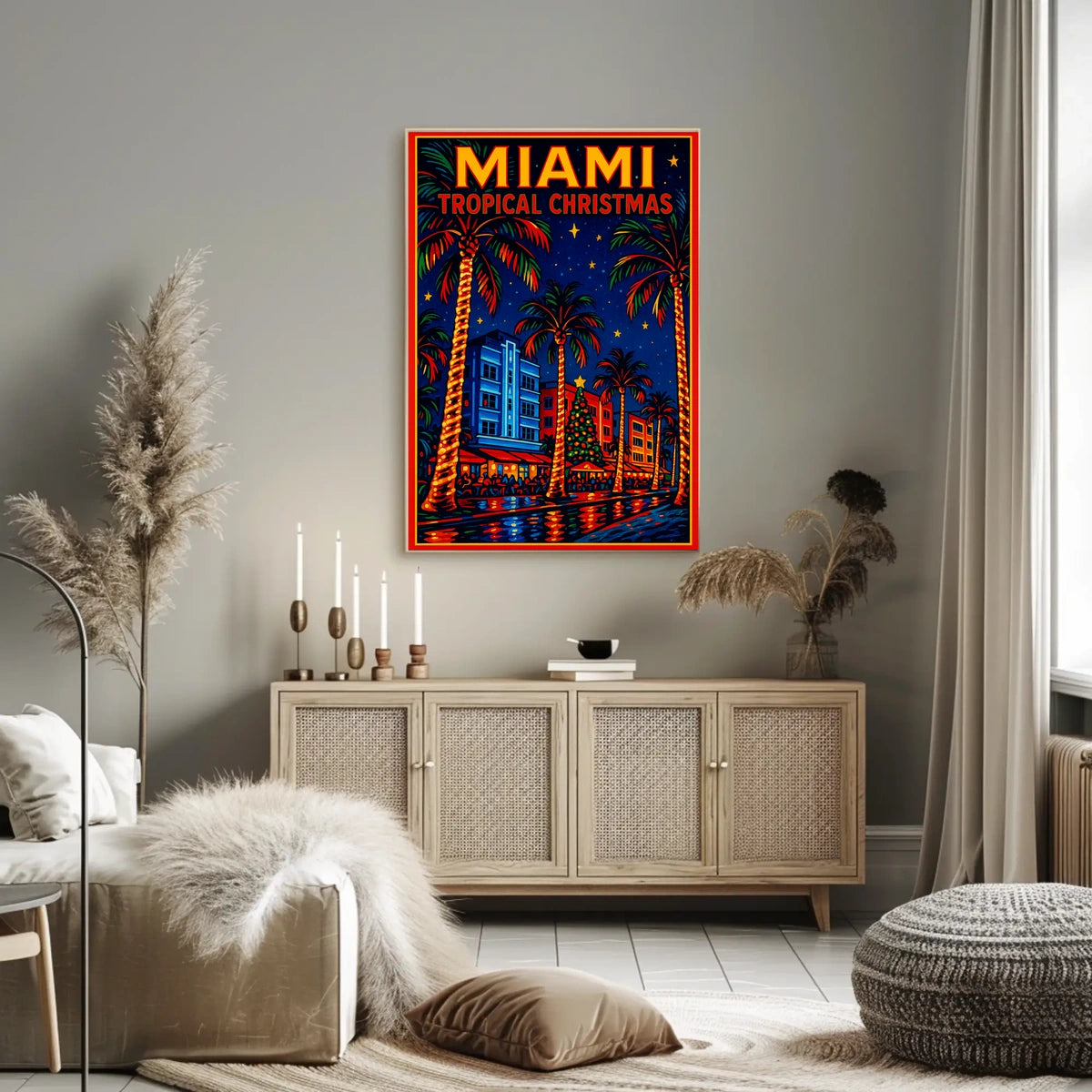 Miami Tropical Christmas Poster