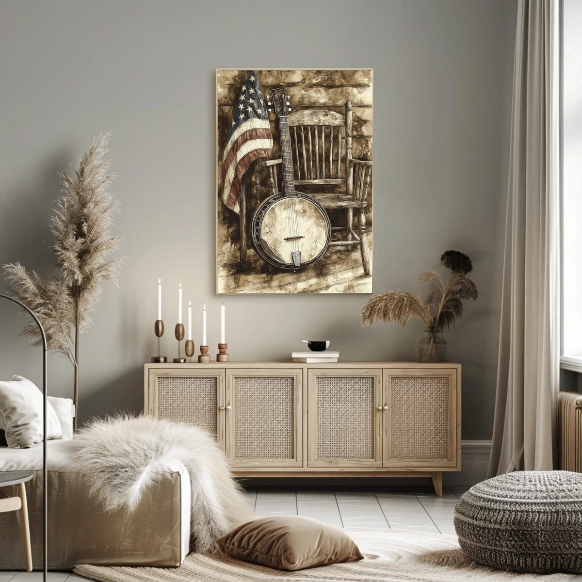 Vintage Rustic Classic Banjo Americana Wall Art Poster