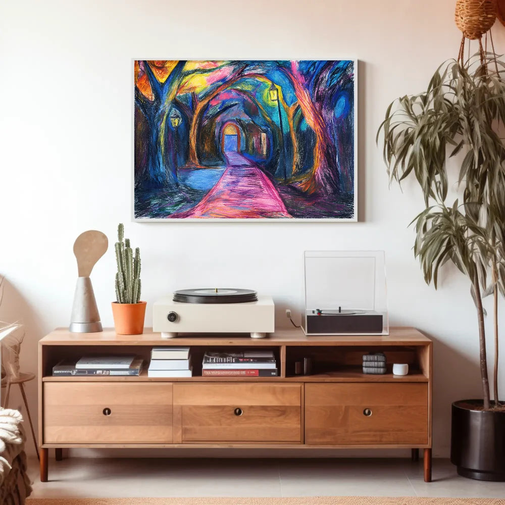 Enchanted Forest Pathway: Mystical Impressionist Art Poster