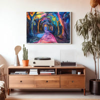 Enchanted Forest Pathway: Mystical Impressionist Art Poster