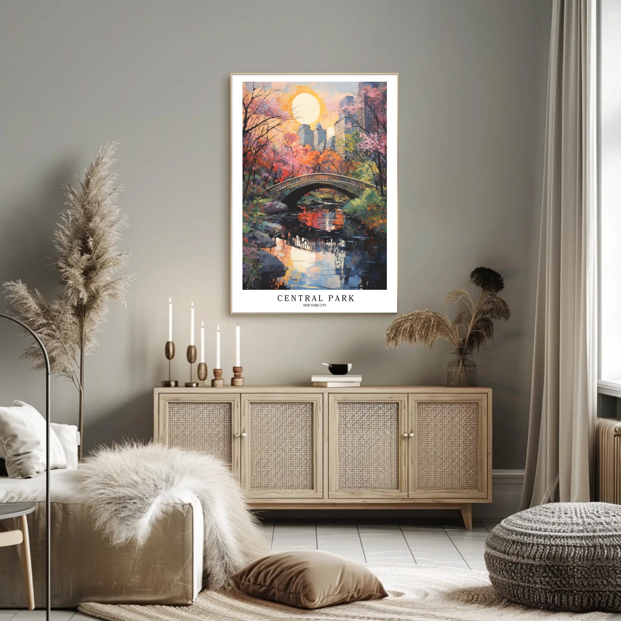 Central Park Autumn Impressionism Urban or Cityscape Poster PosterGoat