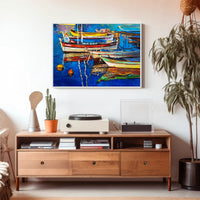 Colorful Boats on Tranquil Waters Poster