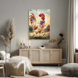 rooster crowing proudly at sunrise Poster