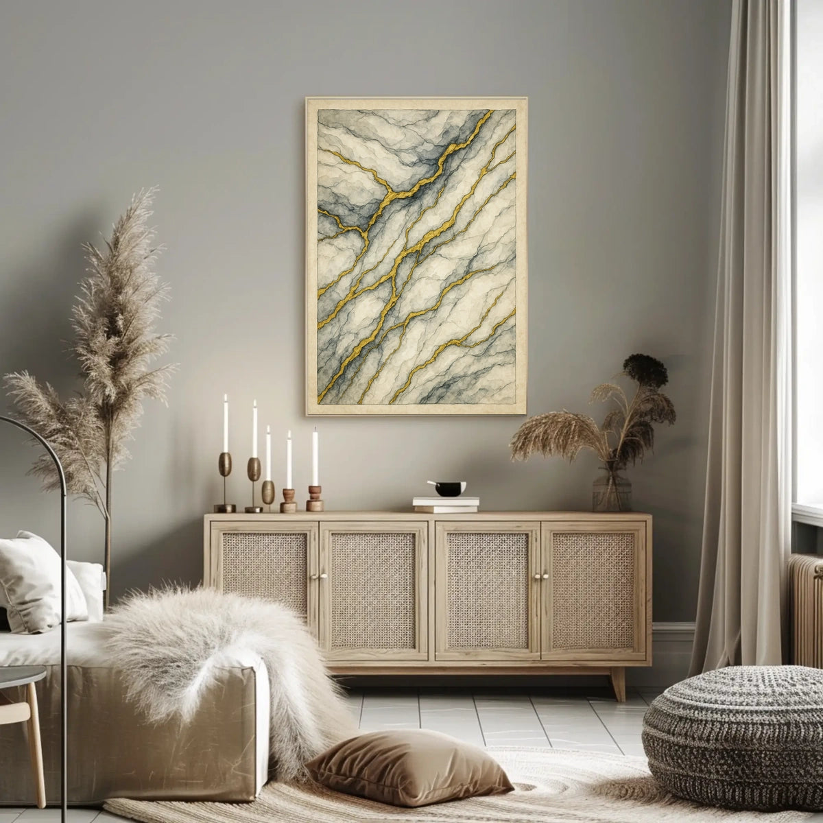 Elegant Marbled Kintsugi Design: Abstract or Artistic Poster