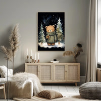 Winter Wonderland Teddy Bear Watercolor Art Poster
