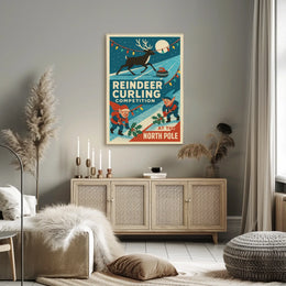 Reindeer Curling Competition Poster