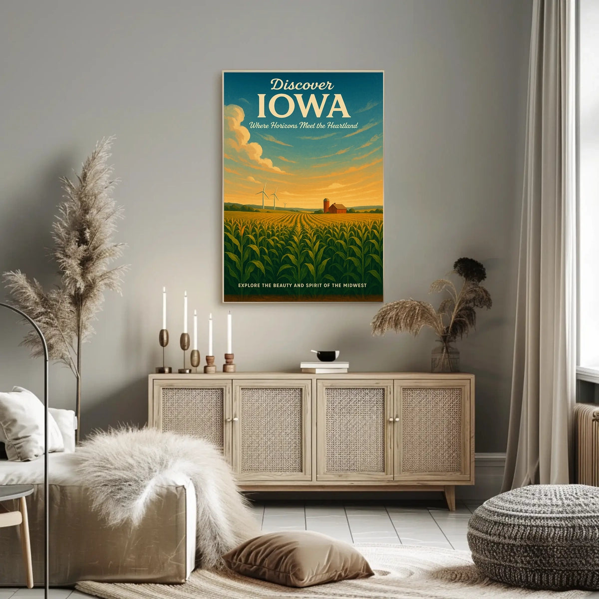 Iowa's Scenic Beauty Landscape Vintage Midwest Poster