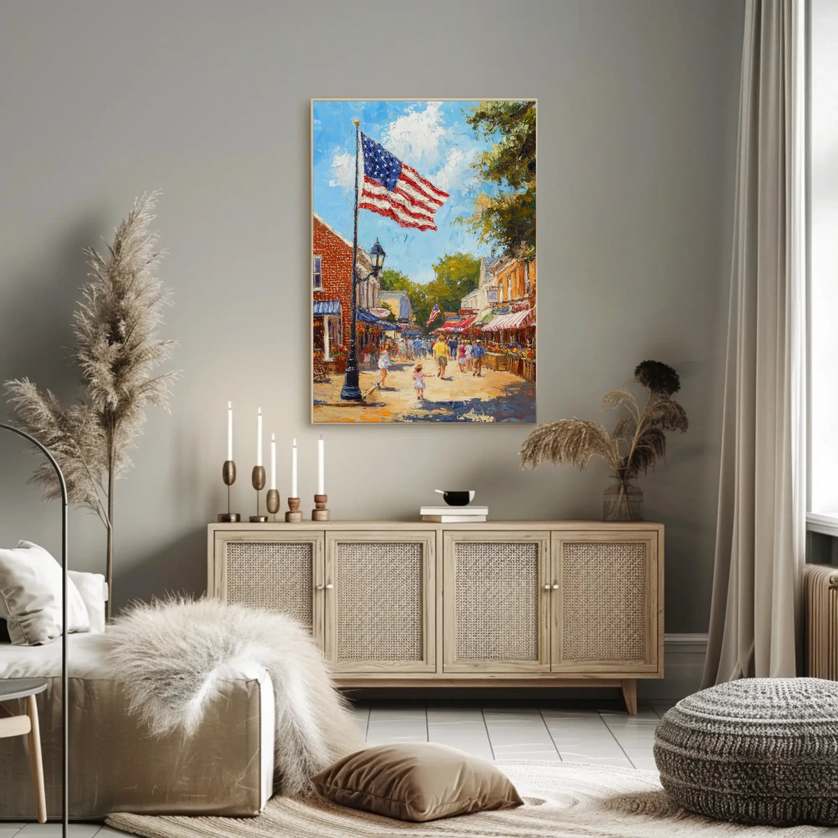 Classic American Town Square Scene Main Street Poster