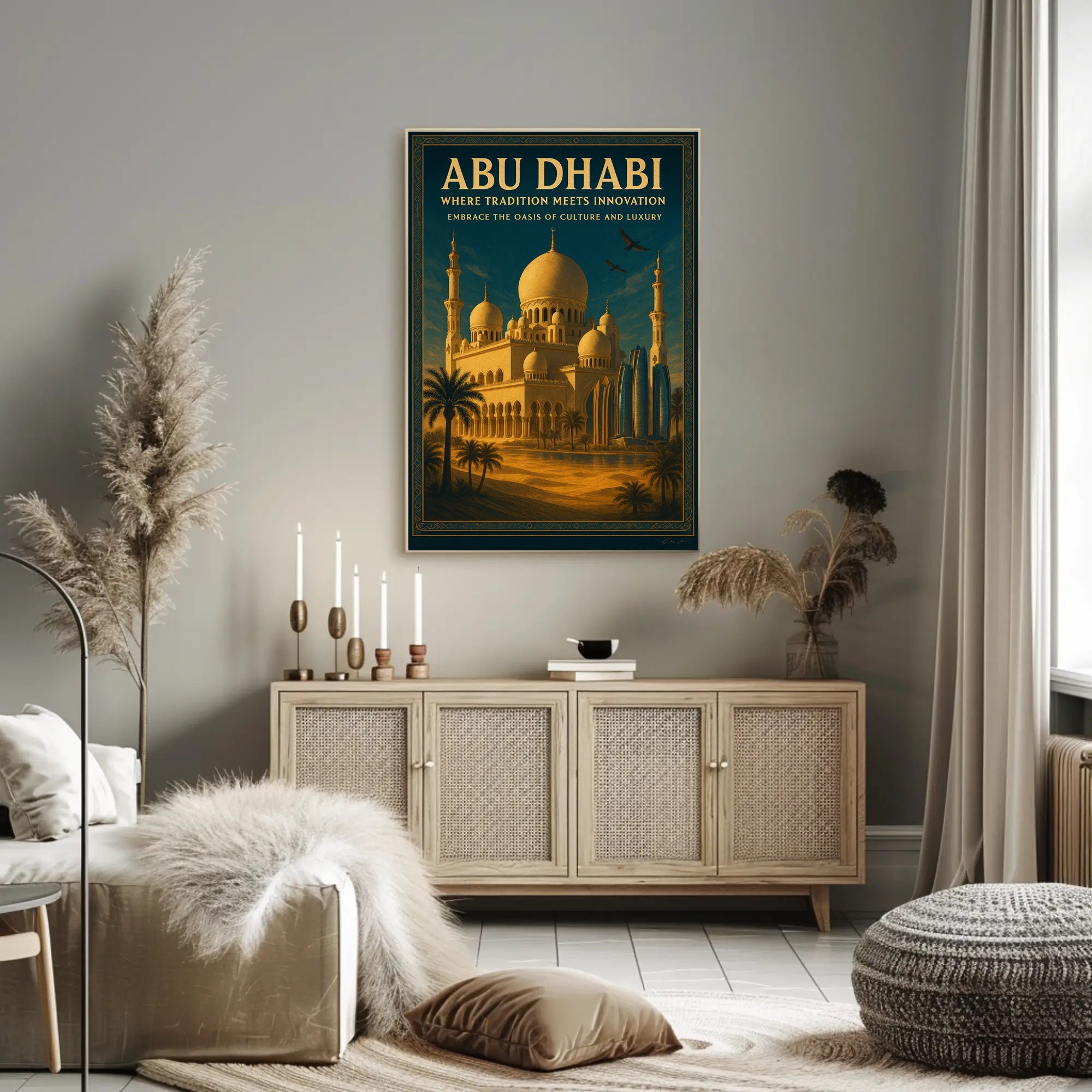 Abu Dhabi Fusion: Vintage Travel Poster