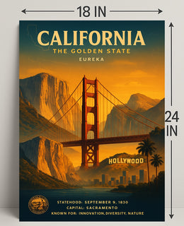 California The Golden State Vintage Poster PosterGoat
