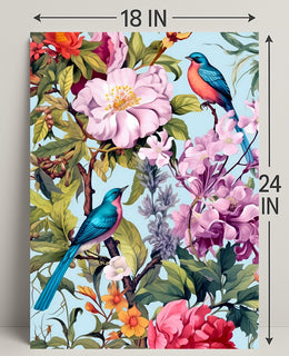 Vibrant Exotic Birds Botanical Art Animal Poster