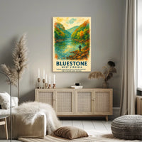 Bluestone Gorge Autumn Fishing Watercolor Poster