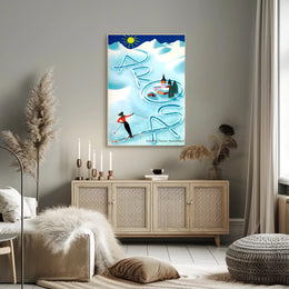 Skiing in Arosa Swiss Alps Travel Poster PosterGoat