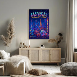 Las Vegas City Of Light Poster Neon Nights For Home Decor