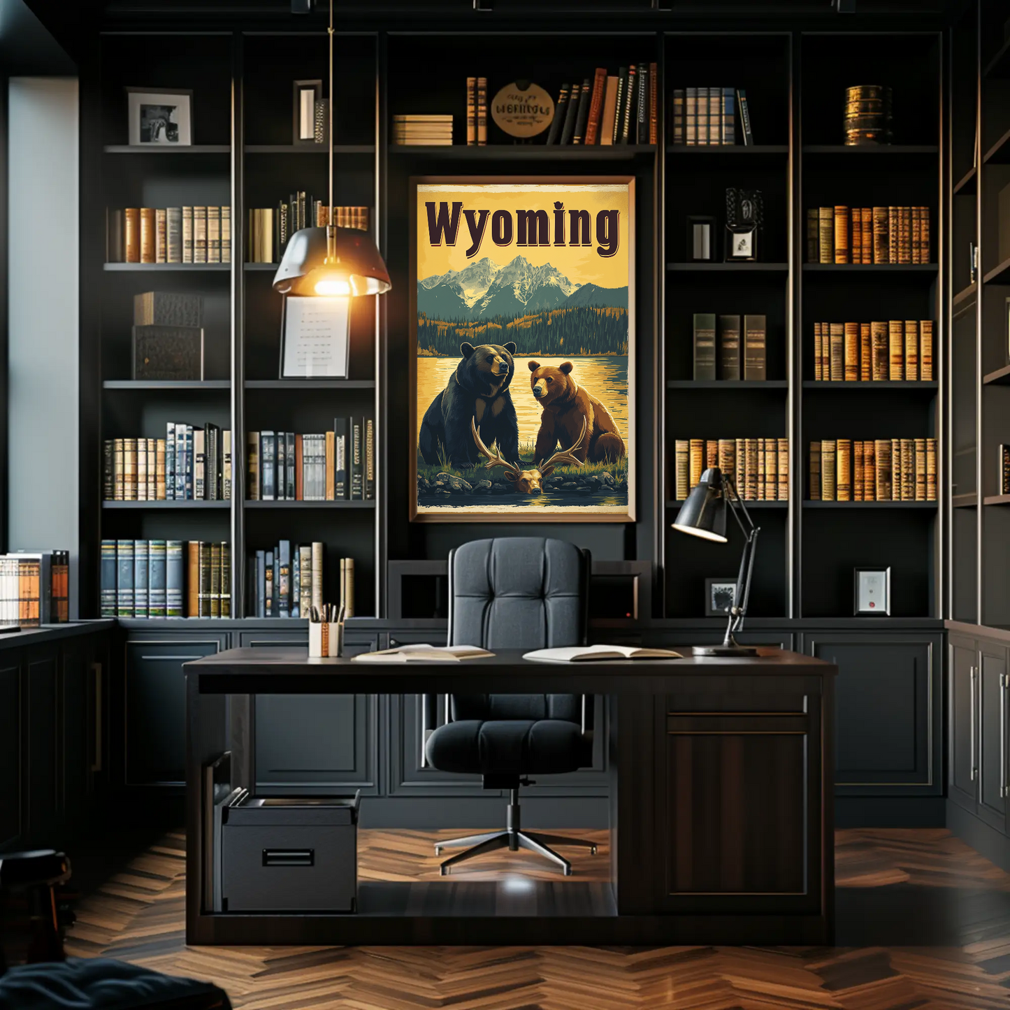 Wyoming Bears Mountain Vintage Poster