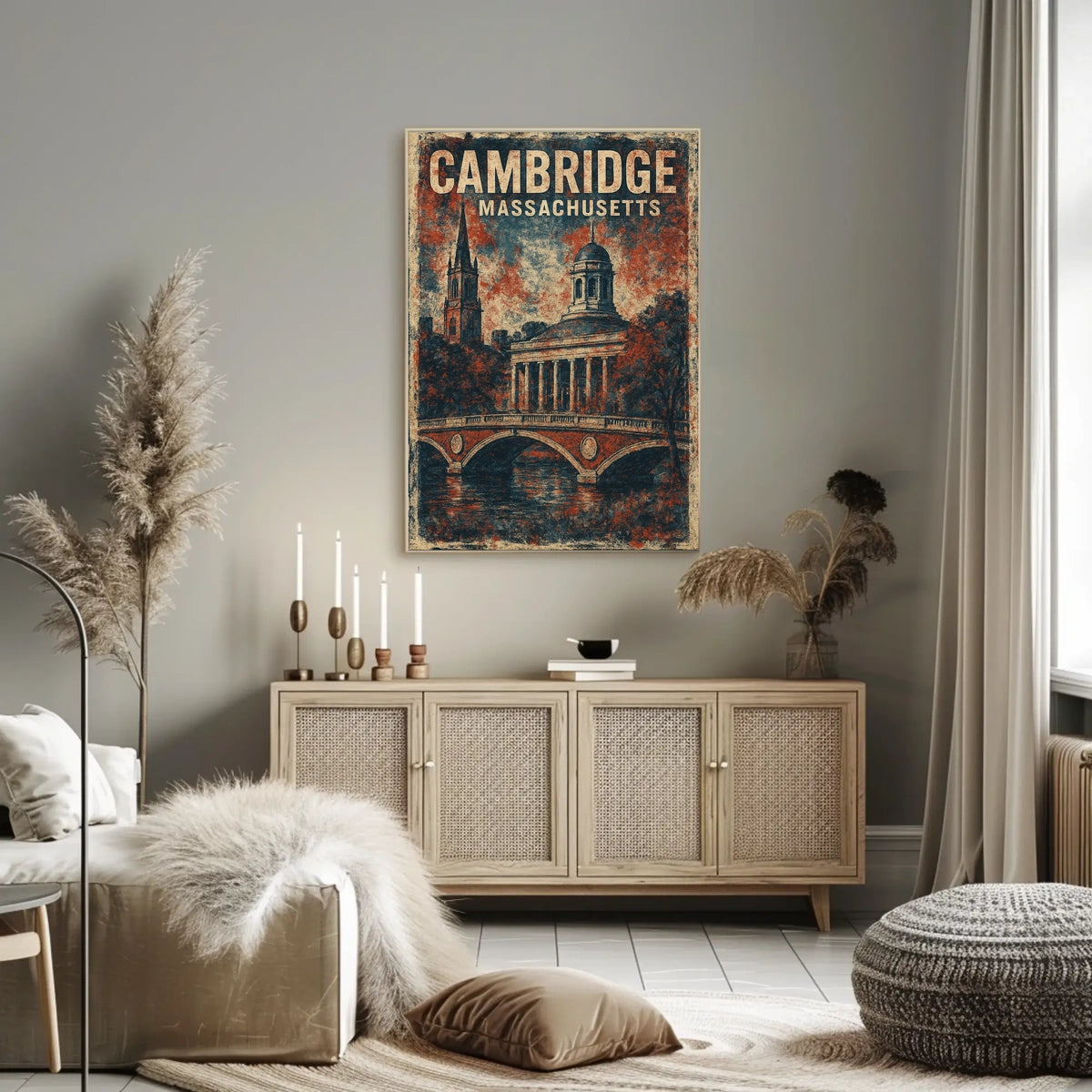 Cambridge Cityscape Travel Realism Collectible Poster