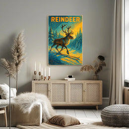 Reindeer On Skis Poster