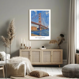 Golden Gate Bridge Watercolor Urban or Cityscape Poster PosterGoat