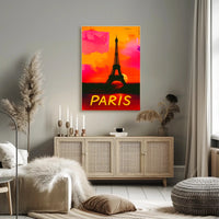 Paris Eiffel Tower Vibrant Sunset Urban or Cityscape Poster