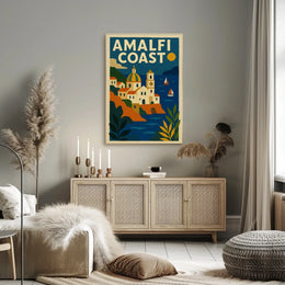 Amalfi Coast Travel Poster Wall Art for Coastal Decor