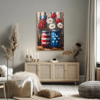 Mason Jars Painted In American Flag Colors Wall Poster
