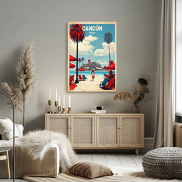 Cancún Retro Beach Travel Poster