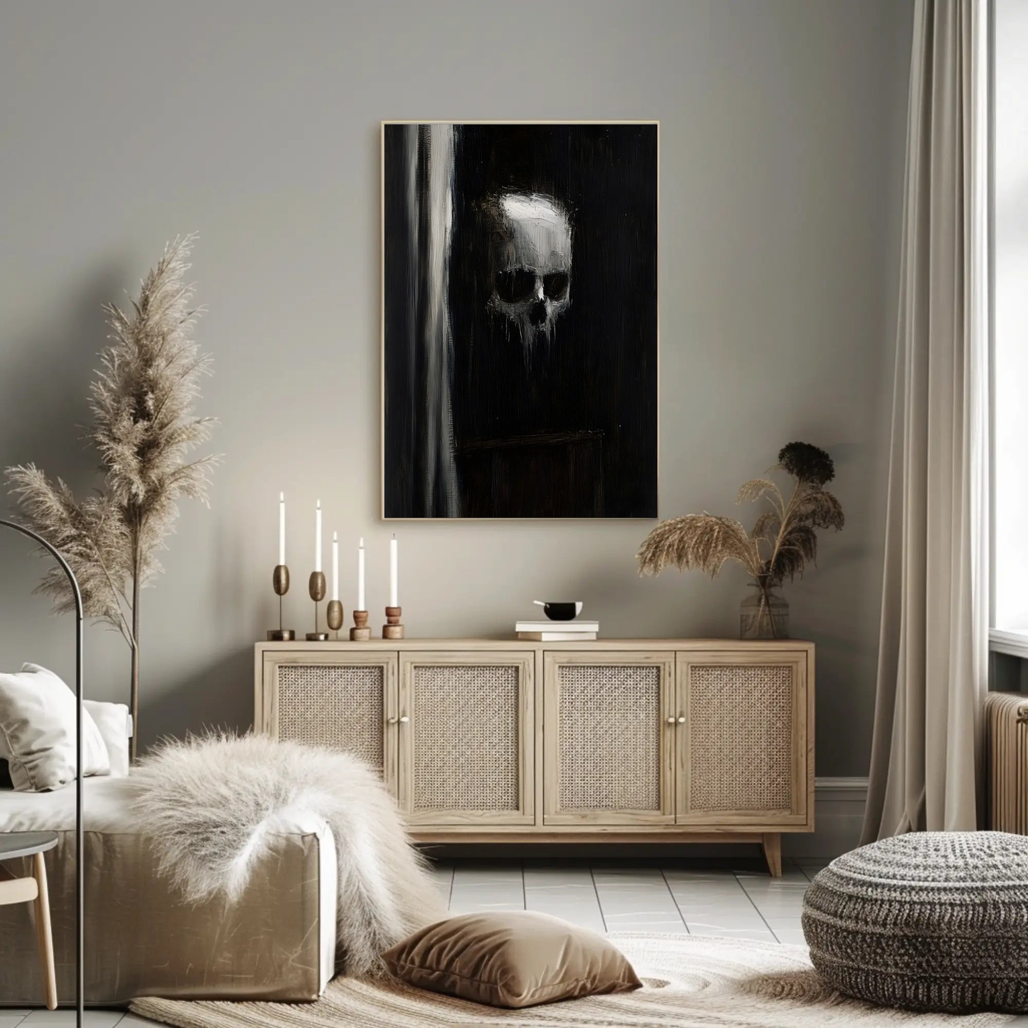 Haunting Textured Skull Dark Abstract Artistic Poster PosterGoat