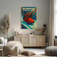 Reindeer Bobsled Team Poster