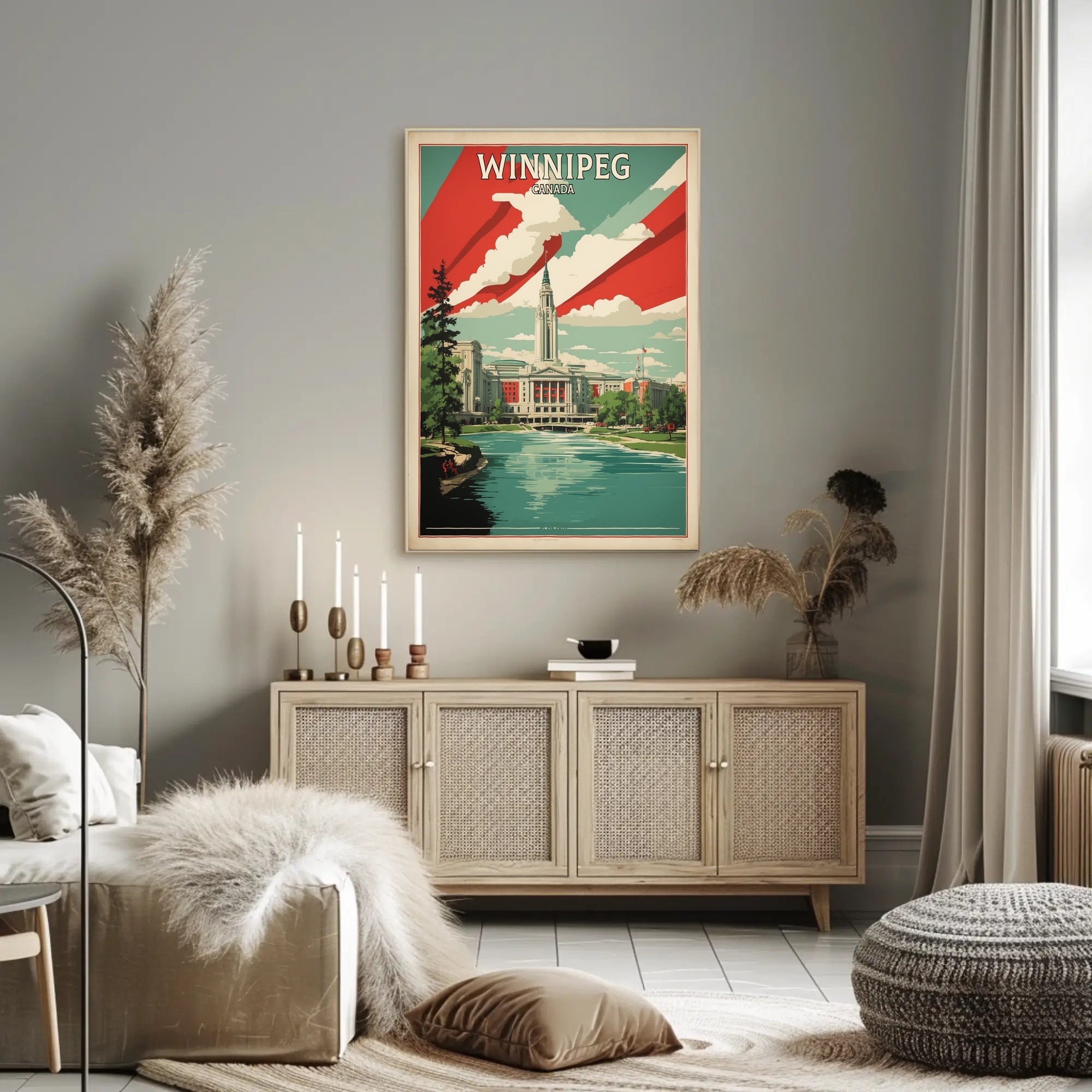 Winnipeg Architectural Scene Vintage Urban Cityscape Poster
