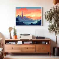 Sunset Over the Cityscape Poster