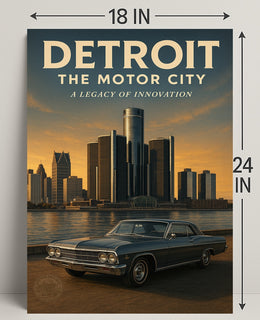 Detroit The Motor City Vintage Poster Print PosterGoat