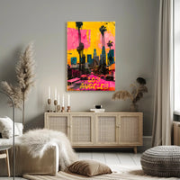Vibrant Los Angeles Skyline Pop Art Urban Cityscape Poster