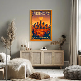 Phoenix Arizona Vintage Art Deco Sunset Poster