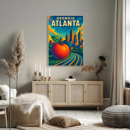 Atlanta Skyline and Peach Poster