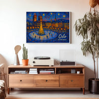 Oslo Winter Night Photography Realism Poster