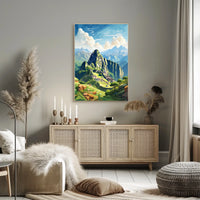 Machu Picchu Geometric Art: Adventurous Travel Poster
