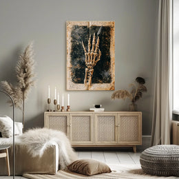 Elegant Skeletal Hand with Quill Artistic Poster