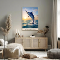 Blue Marlin Leap Poster PosterGoat