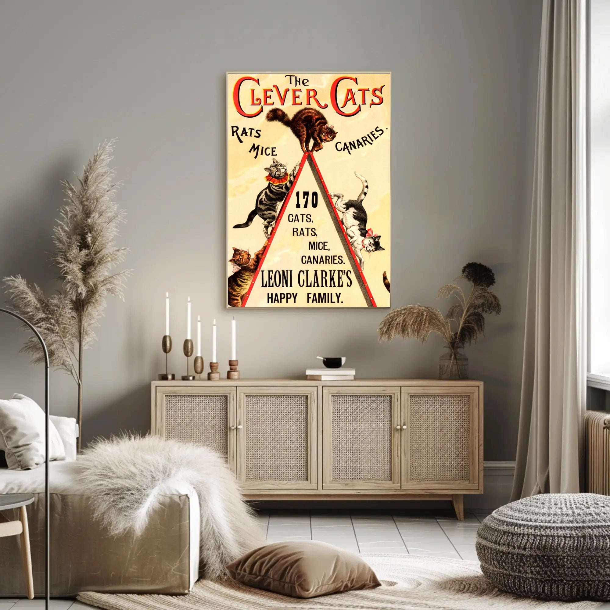 The Clever Cats Vintage Performance Animal Poster