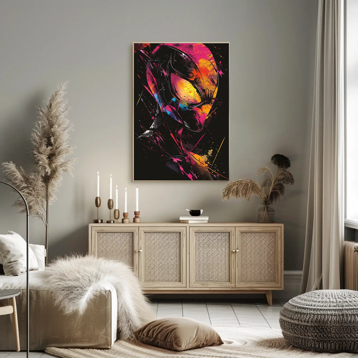 Spider Hero Abstract Art Poster: Vibrant Colors