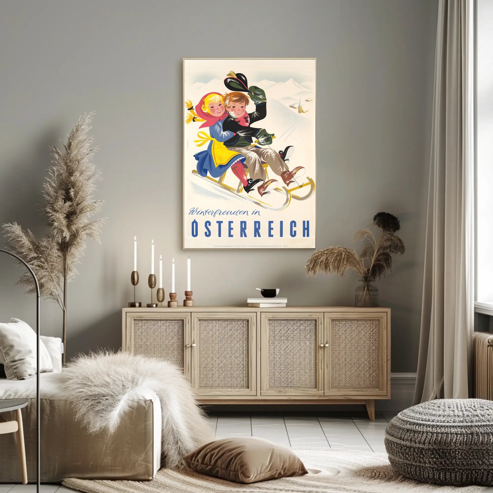 Winter Fun in Austria Vintage Travel Poster PosterGoat